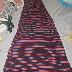 Striped Navy and Pink Maxi Skirt